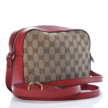 Gucci Monogram GG Supreme Web Small Webby Bee Shoulder Red 3 of 14