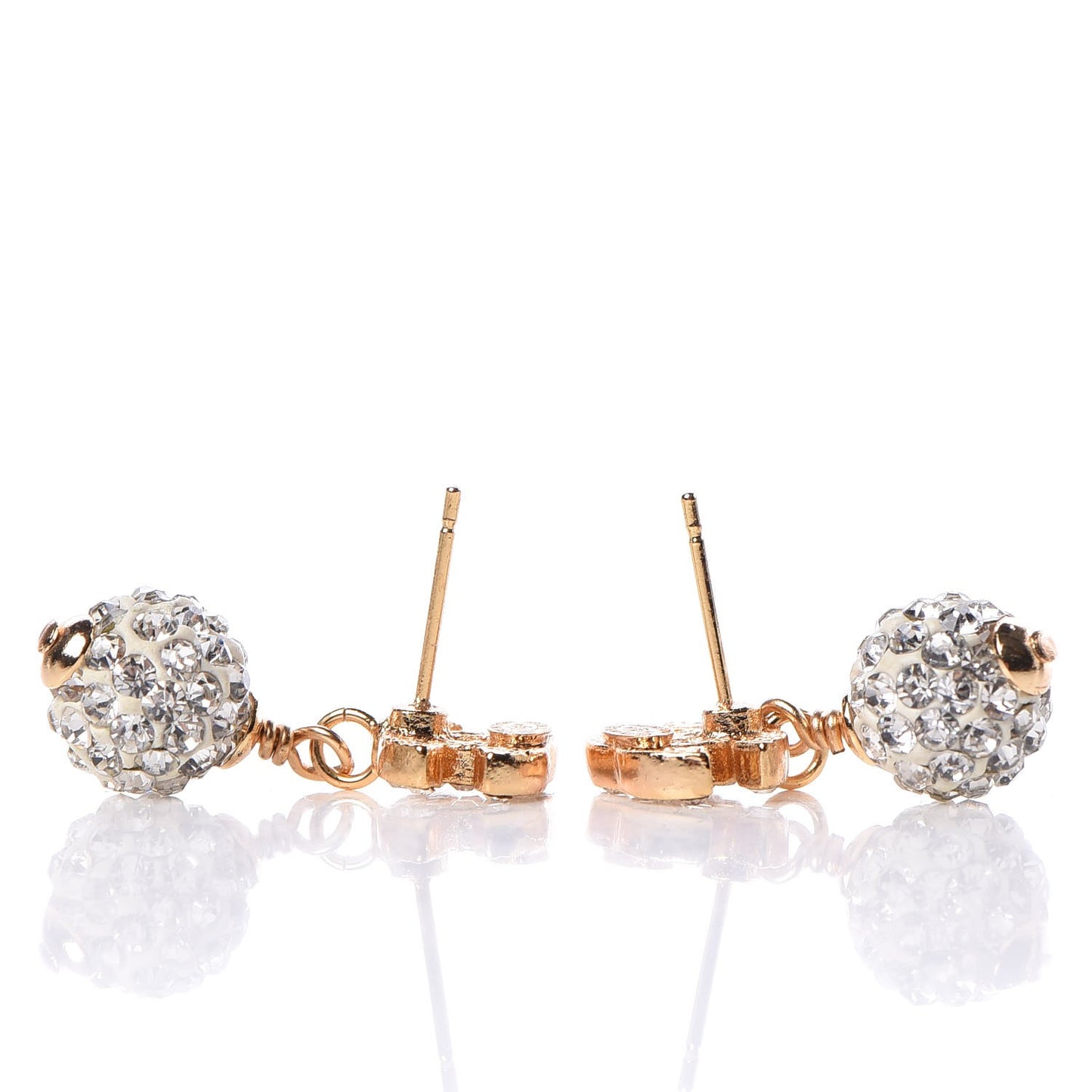 Crystal CC Drop Earrings Gold