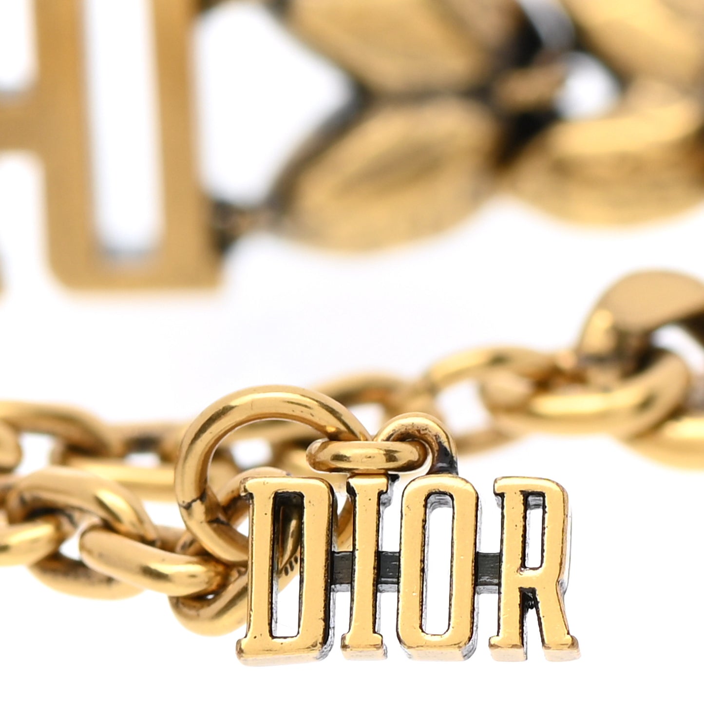 Crystal Metal Logo Dio(r)evolution Bracelet Aged Gold