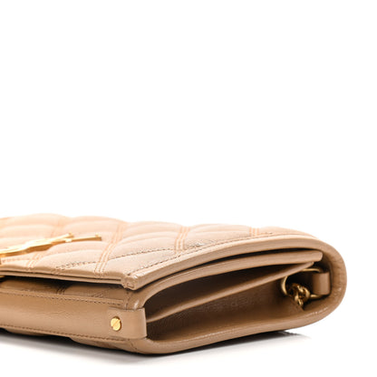 Saint Laurent Lambskin Diamond Quilted Becky Chain Wallet Gold Sand 9 of 14