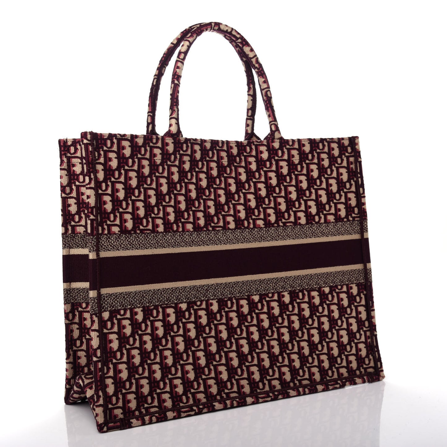 Oblique Large Book Tote Burgundy Multicolor