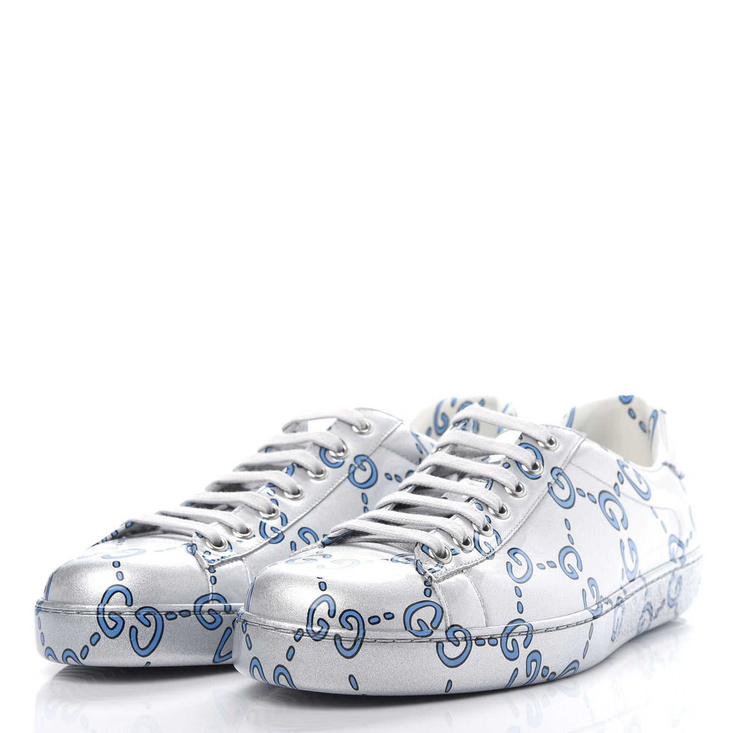 Miro Rubber Wax GucciGhost Print Mens New Ace Sneakers 9 Silver