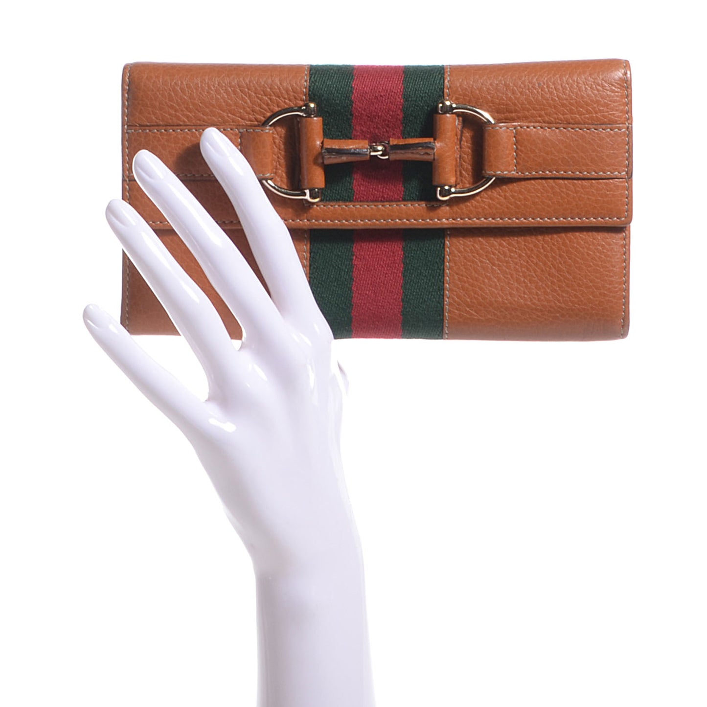 Leather Web Horsebit Continental Wallet Light Tobacco