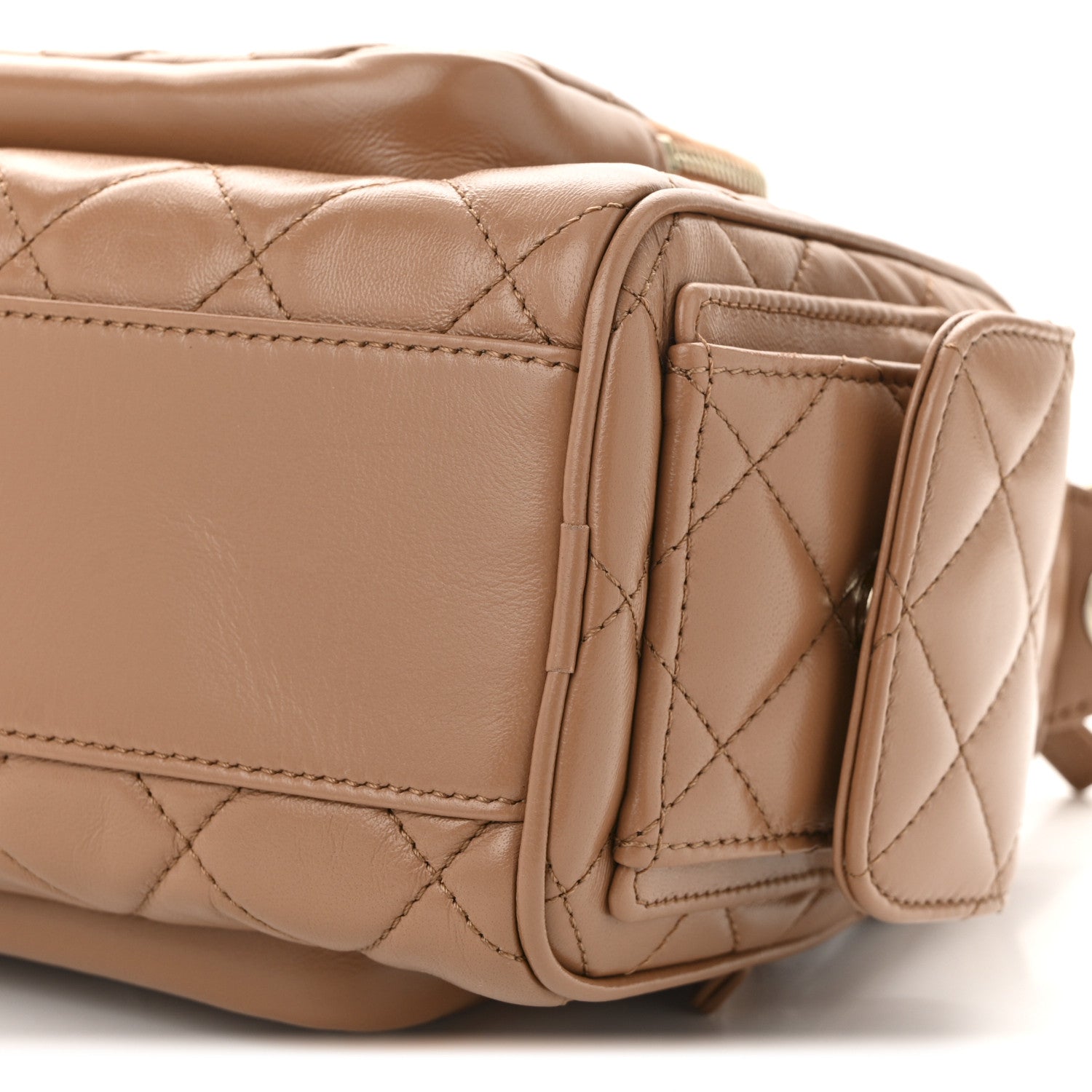 Chanel Shiny Crumpled Lambskin Quilted Medium Preppy Pocket Camera Case Brown 10 of 10