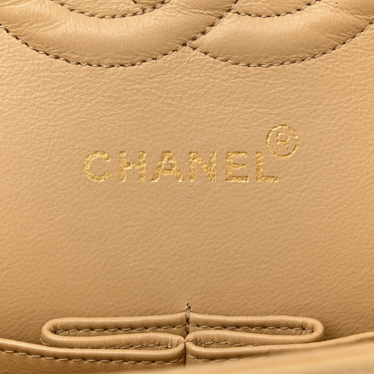 Lambskin Quilted Medium Double Flap Beige