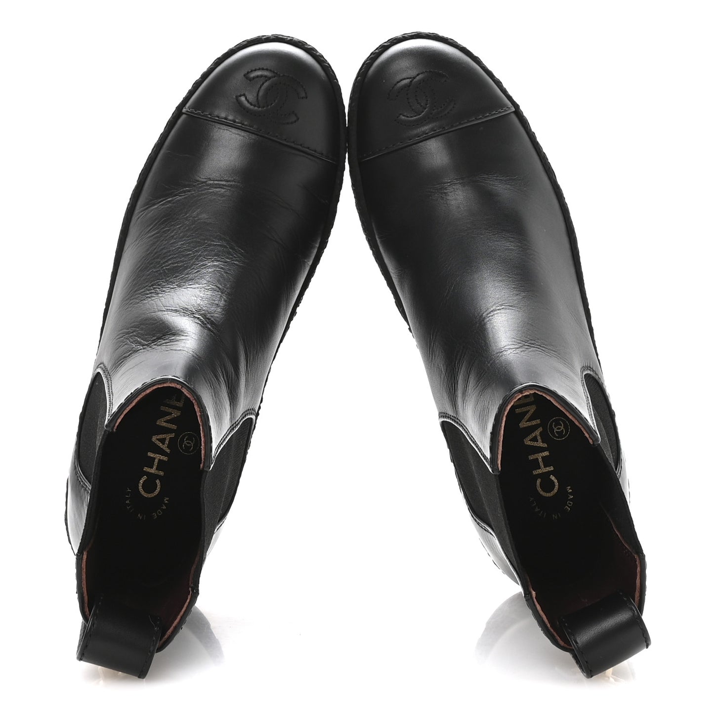 Calfskin Cap Toe CC Ankle Boots 37 Black