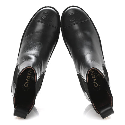 Chanel Calfskin Cap Toe CC Ankle Boots 37 Black 2 of 9