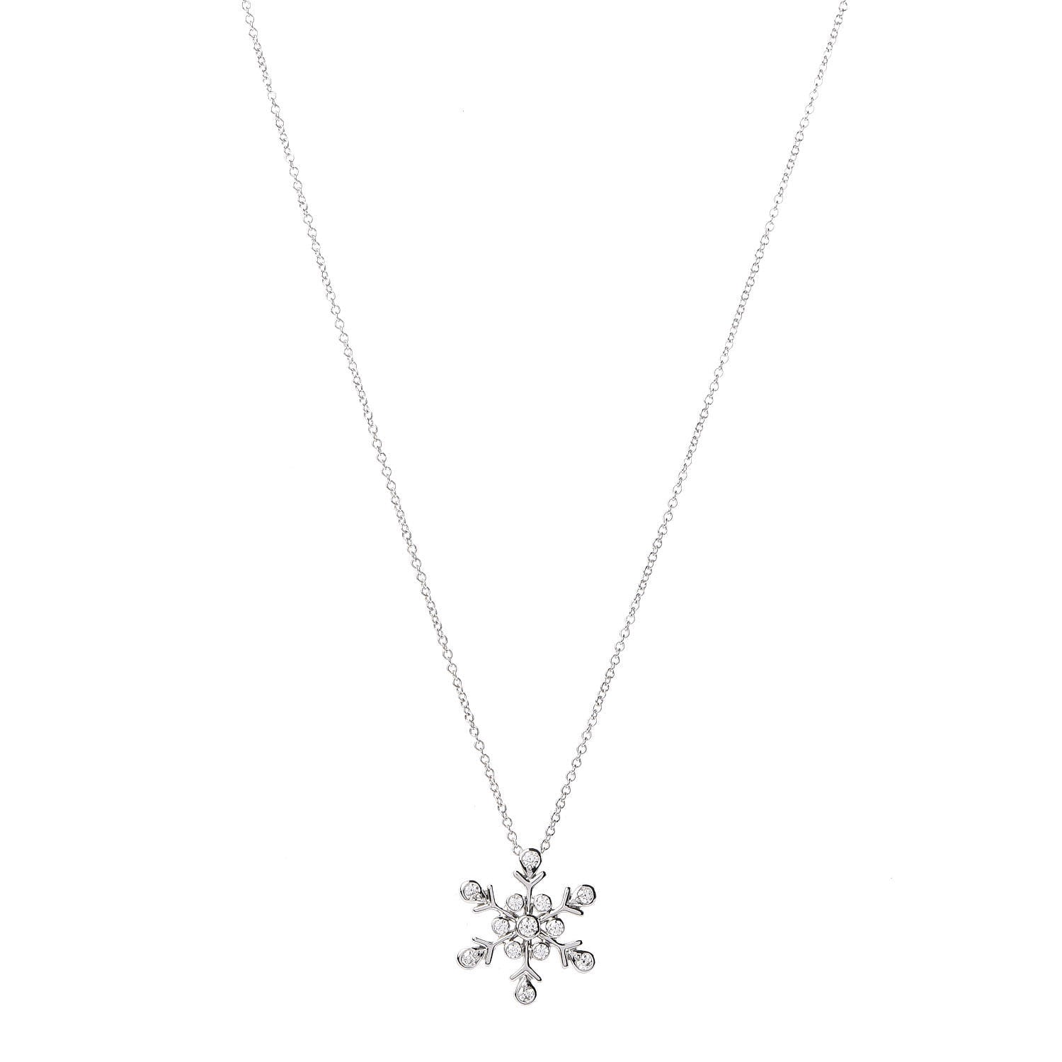 Tiffany Platinum Diamond Snowflake Pendant Necklace 1 of 6