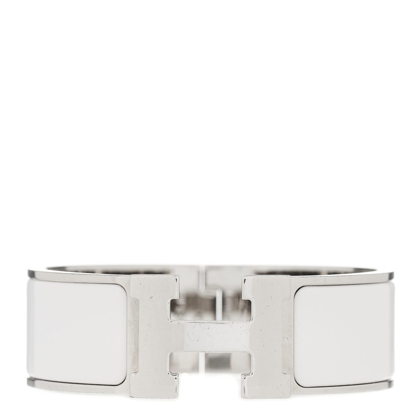 Enamel Wide Clic Clac H Bracelet GM White
