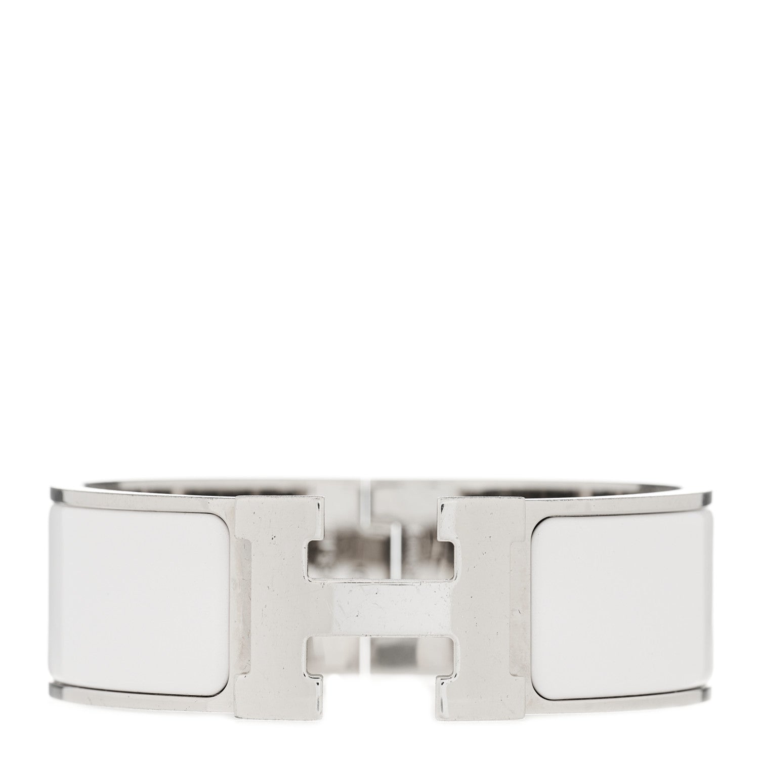 Hermes Enamel Wide Clic Clac H Bracelet GM White 1 of 3