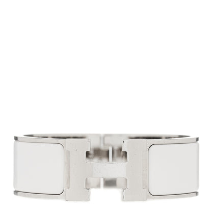 Hermes Enamel Wide Clic Clac H Bracelet GM White 1 of 3