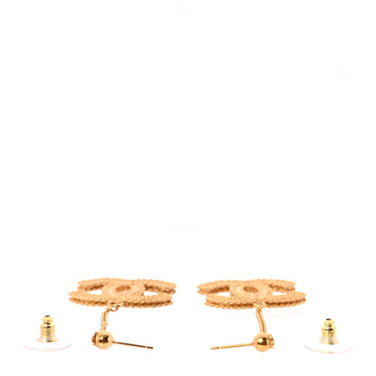 Chanel CC Drop Earrings Matte Gold 3 of 5