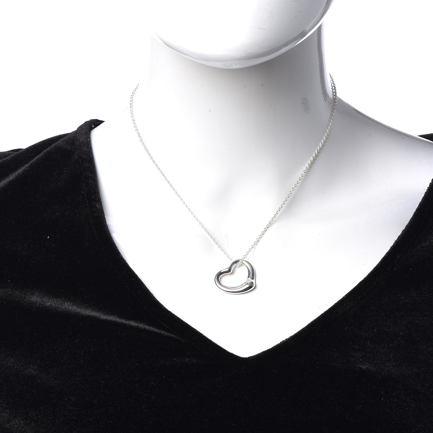 Tiffany Sterling Silver 22mm Elsa Peretti Open Heart Pendant Necklace 2 of 6