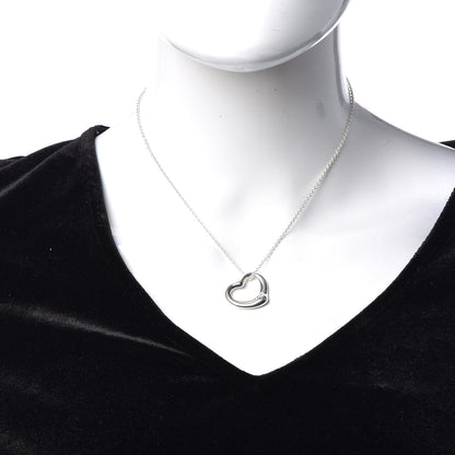 Tiffany Sterling Silver 22mm Elsa Peretti Open Heart Pendant Necklace 2 of 6