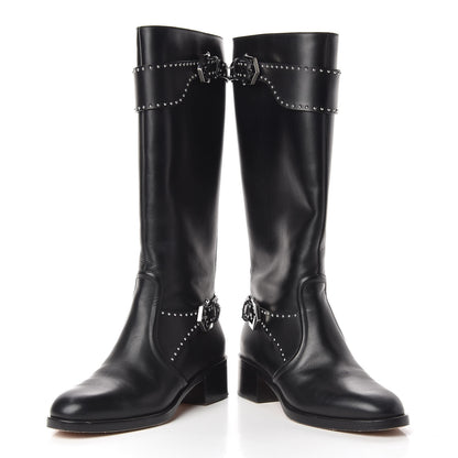 Givenchy Calfskin Studded Riding Boots 39 Black 6 of 14