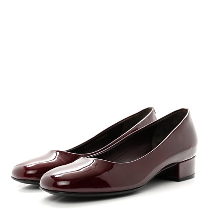 Chanel Patent Low Heel Ballerina Pumps 37 Burgundy 3 of 7