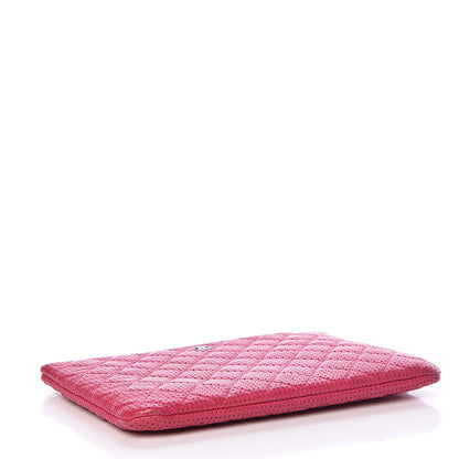 Chanel Perforated Lambskin Quilted Medium Zip Pouch Pink 4 of 14