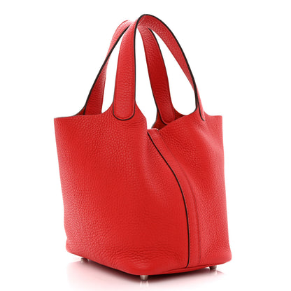 Hermes Taurillon Clemence Picotin Lock 18 PM Rouge De Coeur 3 of 11