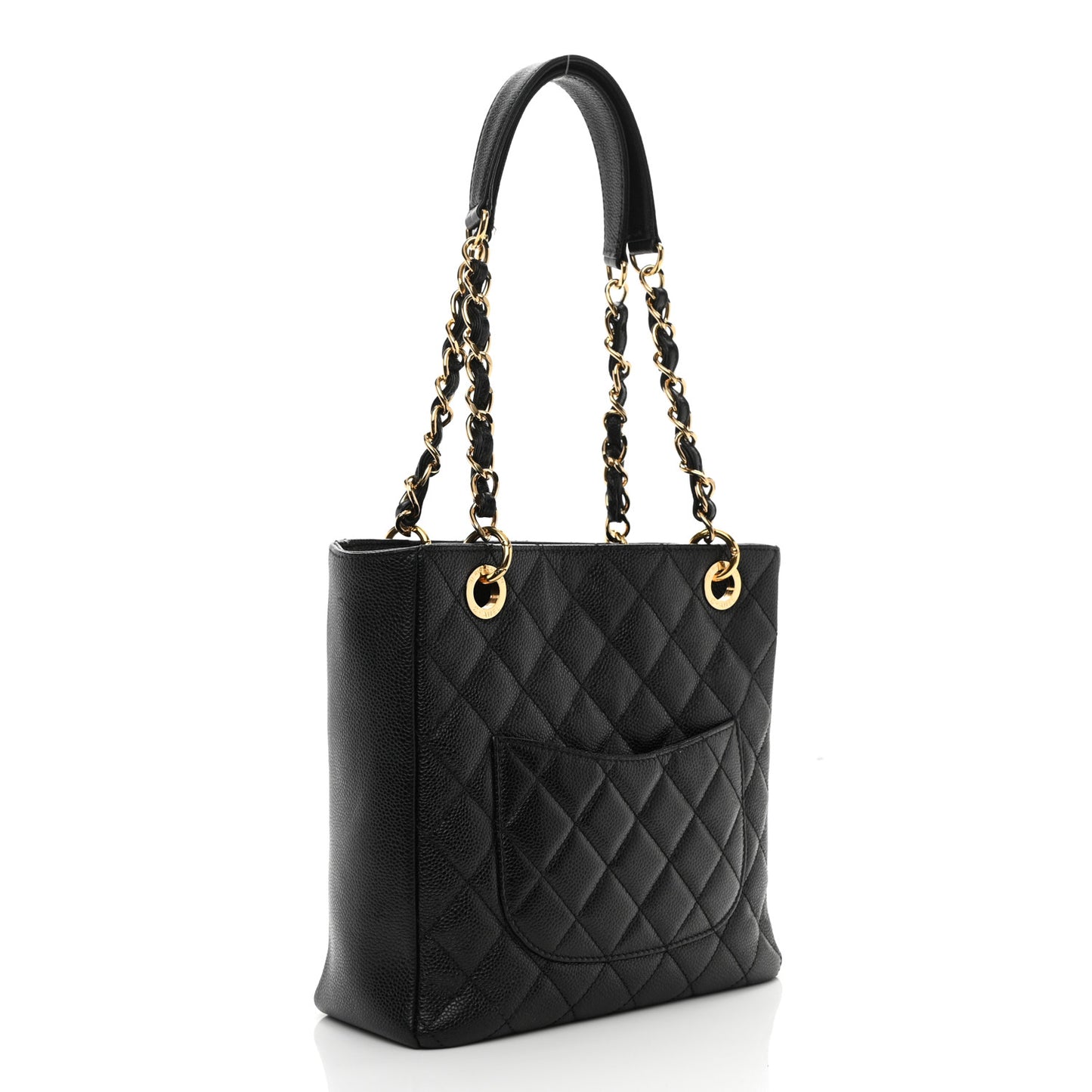 Caviar Quilted Petit Shopping Tote PST Black