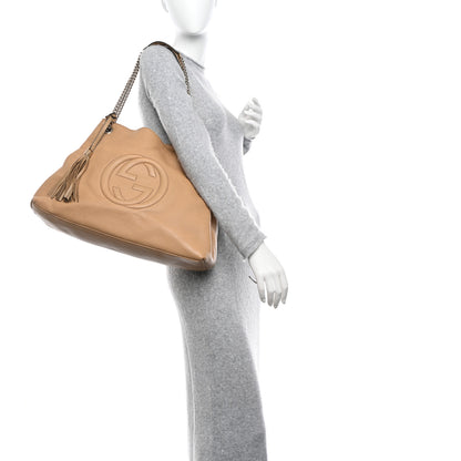 Gucci Pebbled Calfskin Large Soho Chain Shoulder Bag Nude 2 of 19
