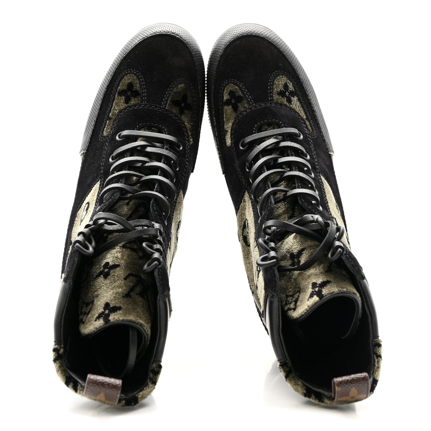 Louis Vuitton Velvet Calfskin Monogram Laureate Platform Desert Boots 40 Black Green 2 of 12