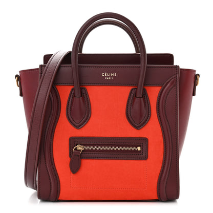 Celine Baby Grained Calfskin Nubuck Nano Tri-Color Luggage Vermillion 1 of 10