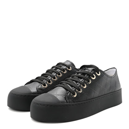 Chanel Lambskin Printed Logo Sneakers 37.5 Black 4 of 10