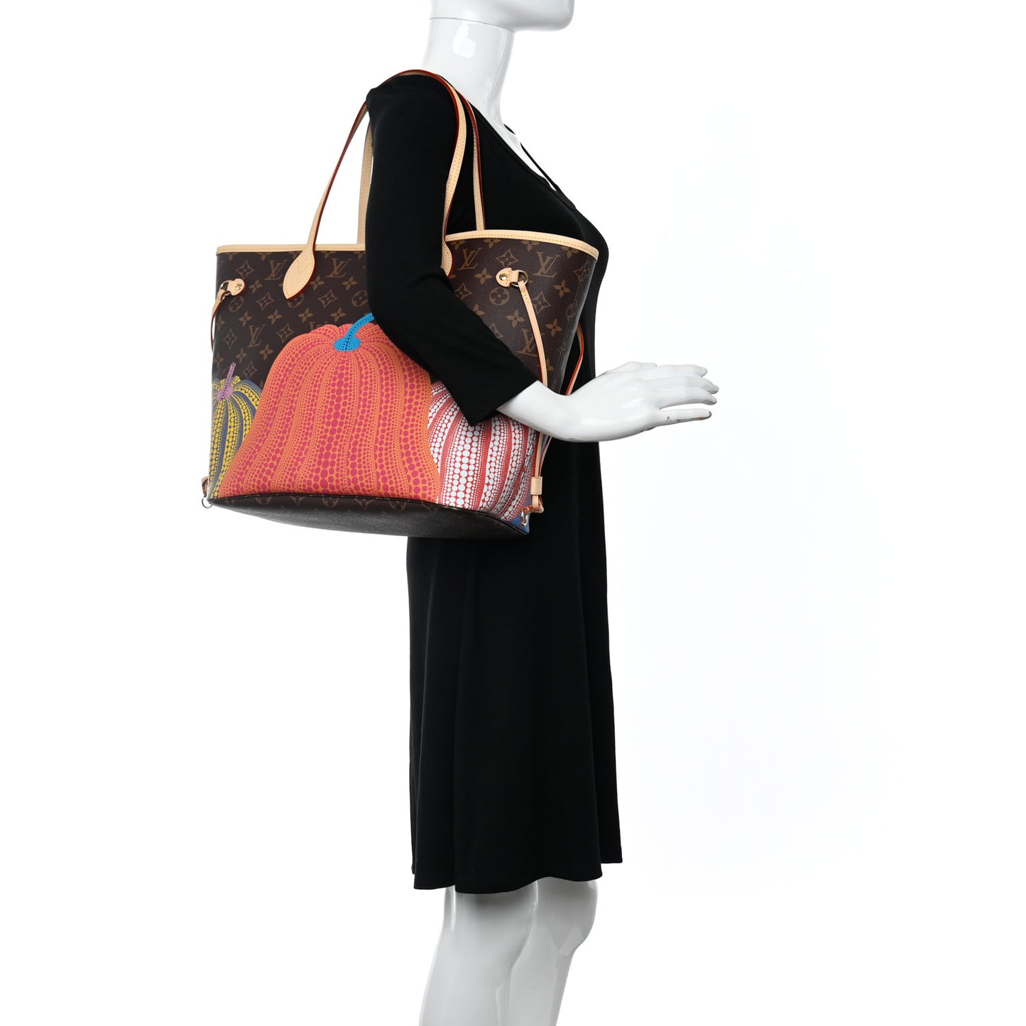 LV X YK Monogram Kusama Pumpkin Neverfull MM