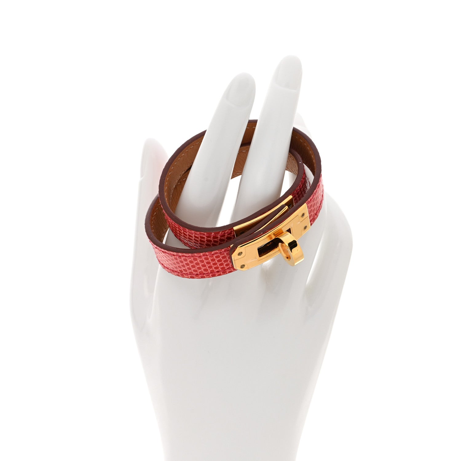 Hermes Lizard Kelly Double Tour Bracelet S Bougainvillea 2 of 7
