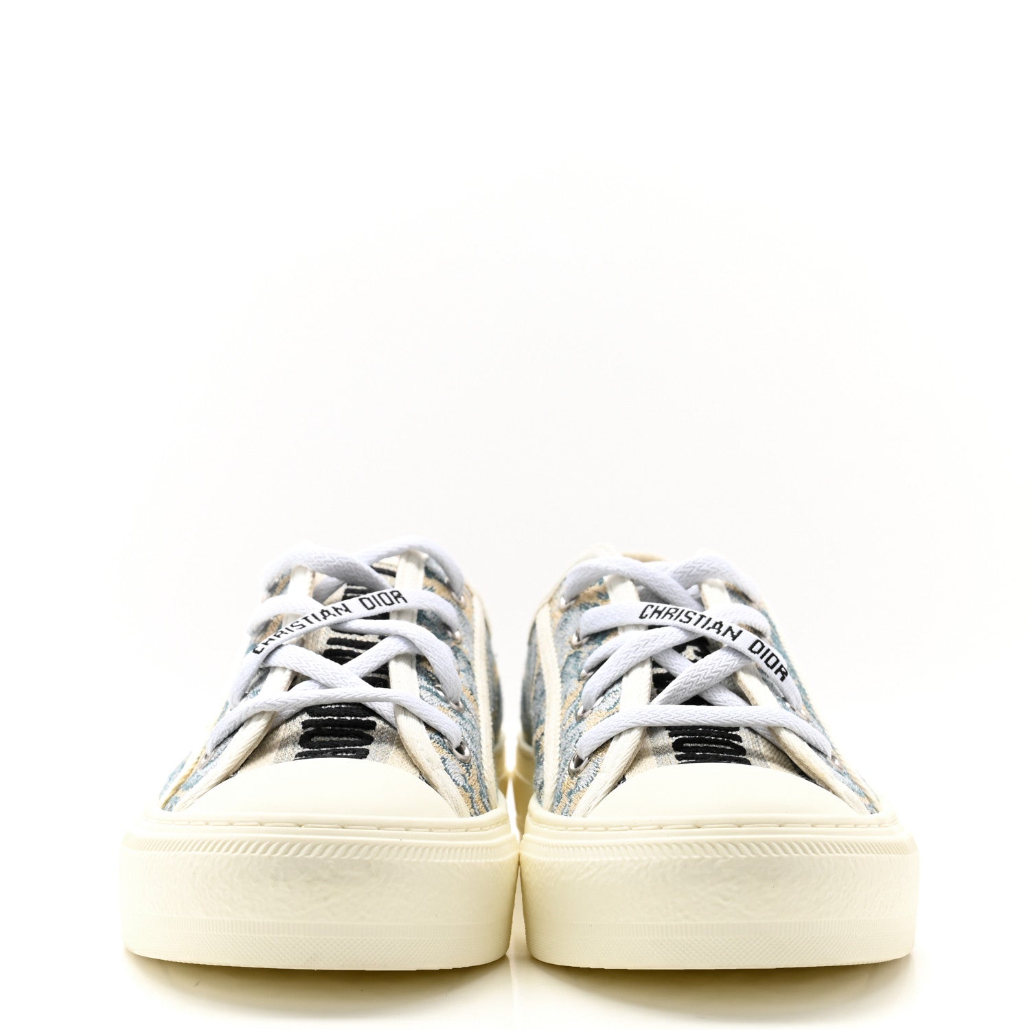 Christian Dior Brocart Lurex Embroidered Walk'N'Dior Low Top Sneakers 36 Canard 2 of 10