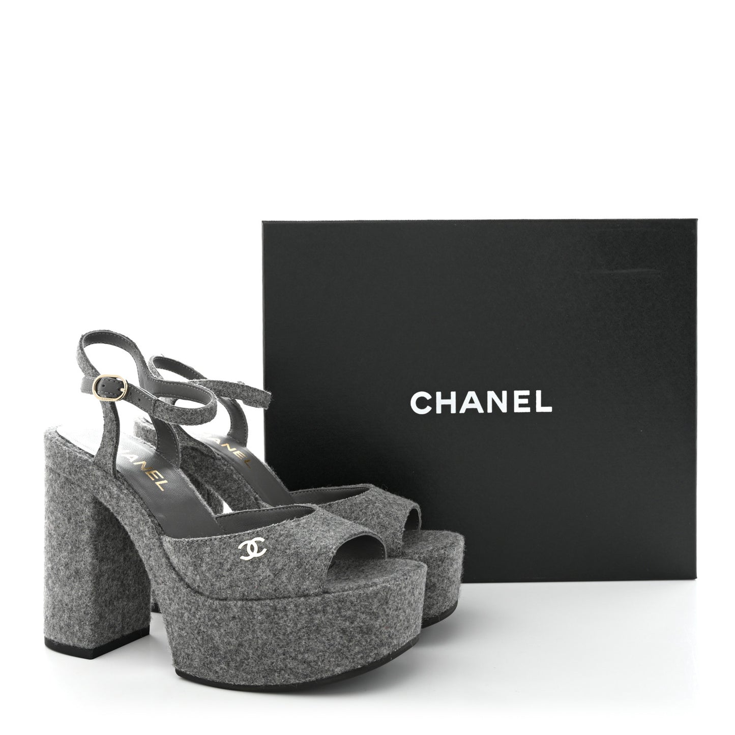 Wool CC Platform Sandals 38 Grey