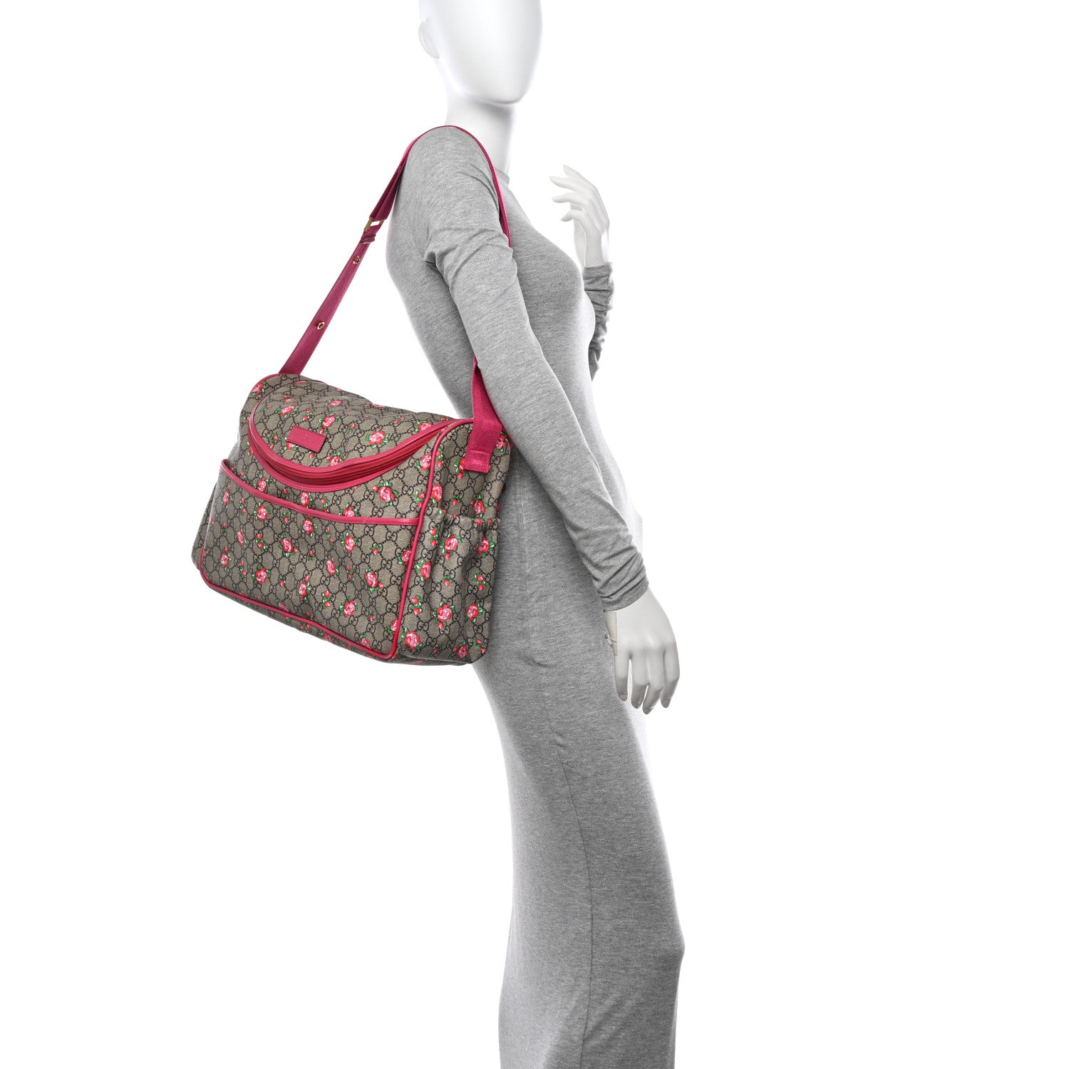 Gucci GG Supreme Monogram Rose Bud Diaper Bag Pink 2 of 22