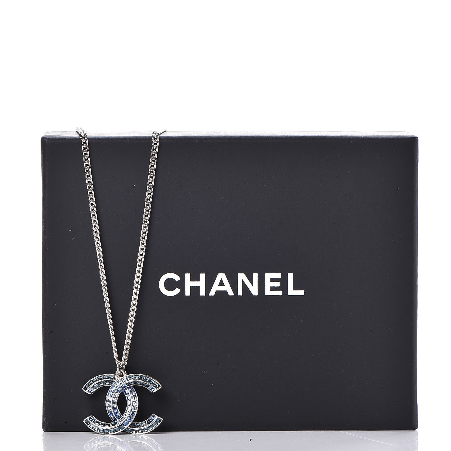 Chanel Crystal Baguette CC Necklace Blue 7 of 7