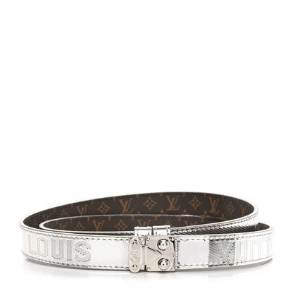 Louis Vuitton Metallic Calfskin Monogram Serrures 20mm Belt Silver 1 of 4