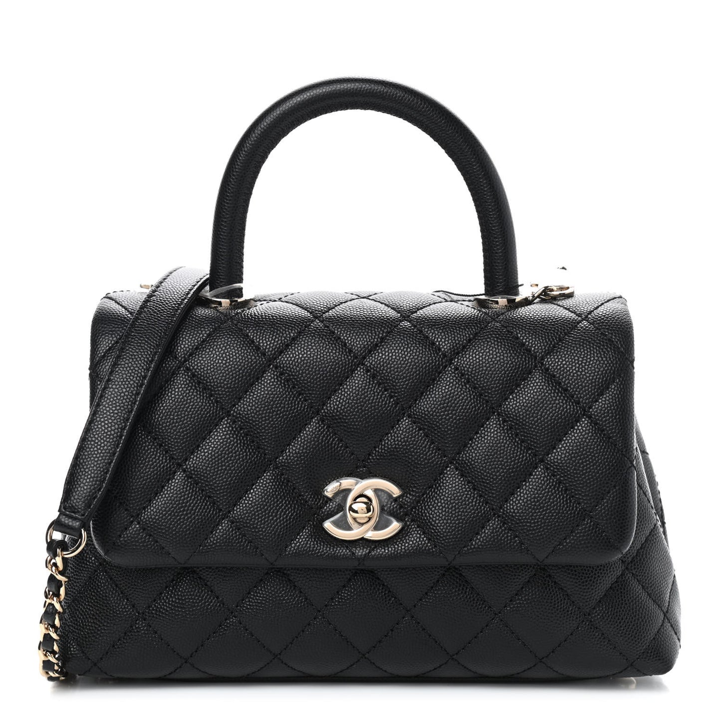 Caviar Quilted Mini Coco Handle Flap Black