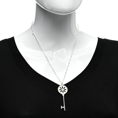 Tiffany Sterling Silver Diamond Large Daisy Key Pendant Necklace 2 of 4