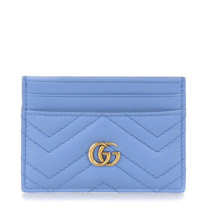 Gucci Calfskin Matelasse GG Marmont Card Holder Clear Sky Blue 1 of 6