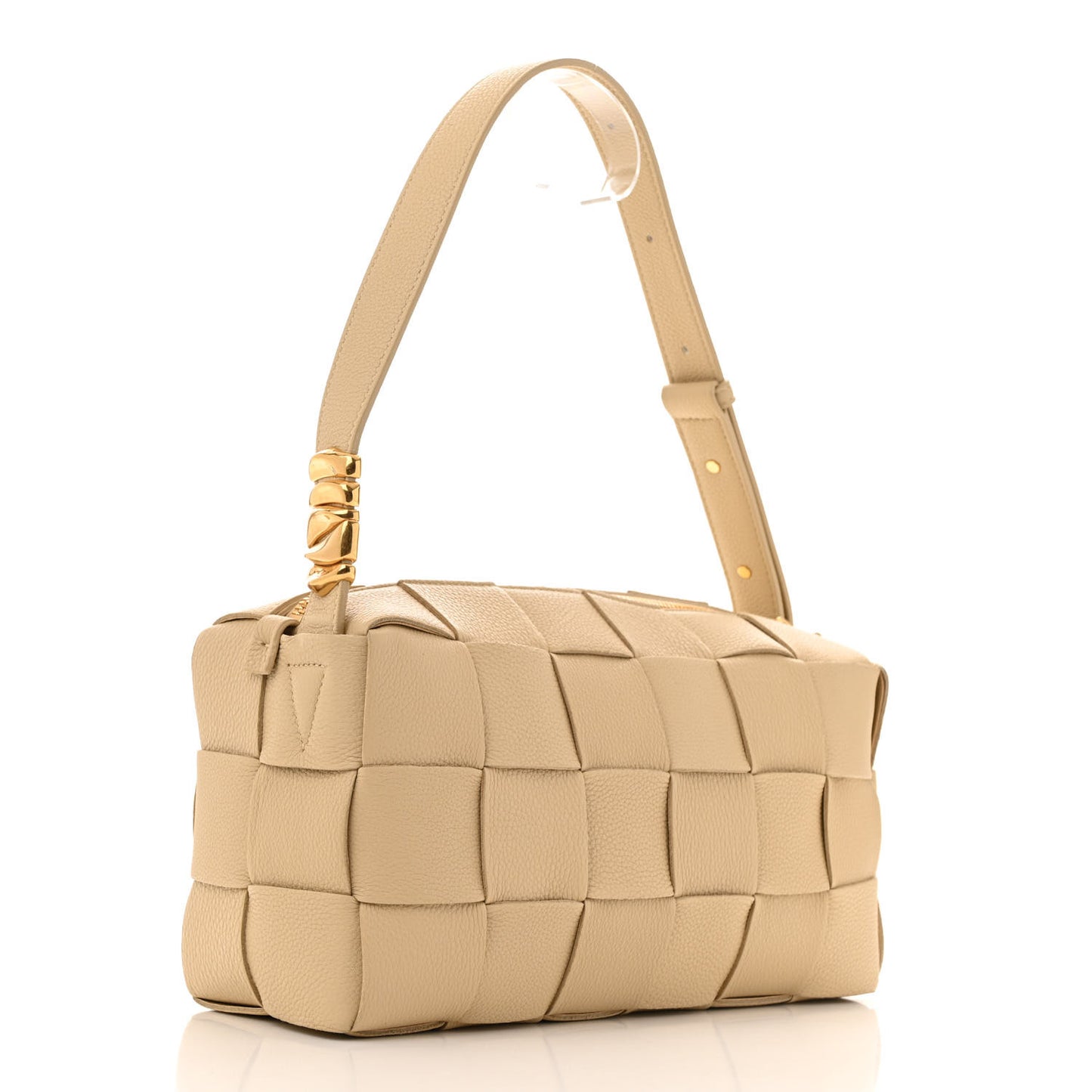 Grained Calfskin Maxi Intrecciato Brick Cassette Bag Porridge