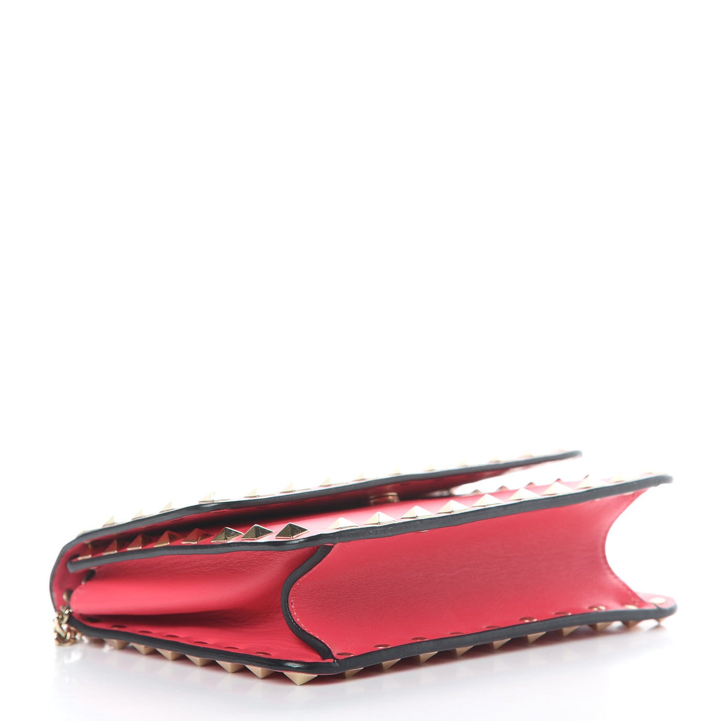 Vitello Rockstud Chain Flap Crossbody Bag Deep Rose