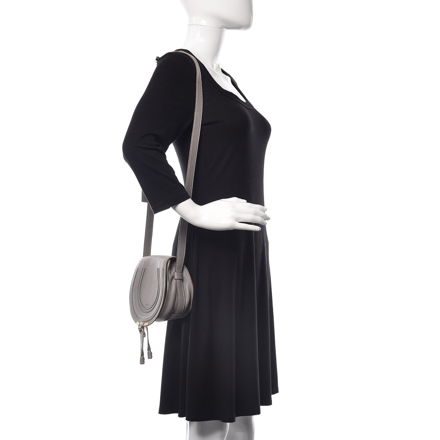 Calfskin Mini Marcie Round Crossbody Bag Cashmere Grey