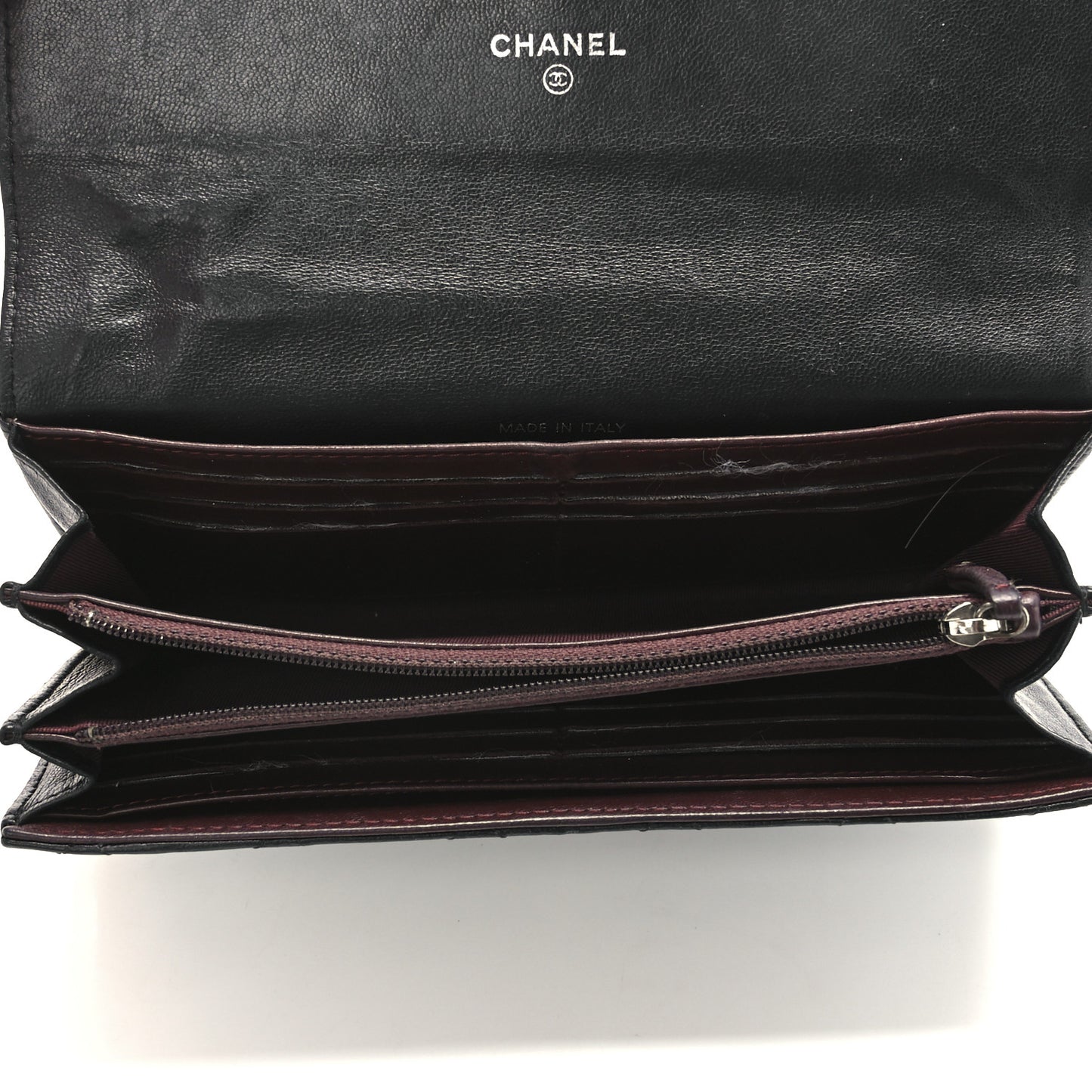 Lambskin Quilted Large Gusset Flap Wallet Black