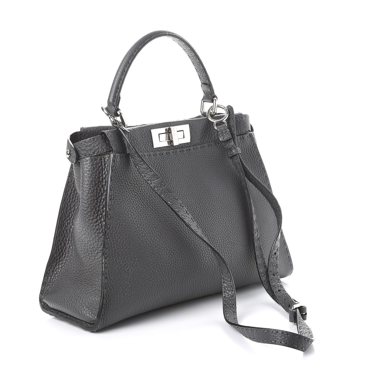 Cuoio Romano Selleria Bi-Color Medium Peekaboo Iconic Satchel Asfalto Latte