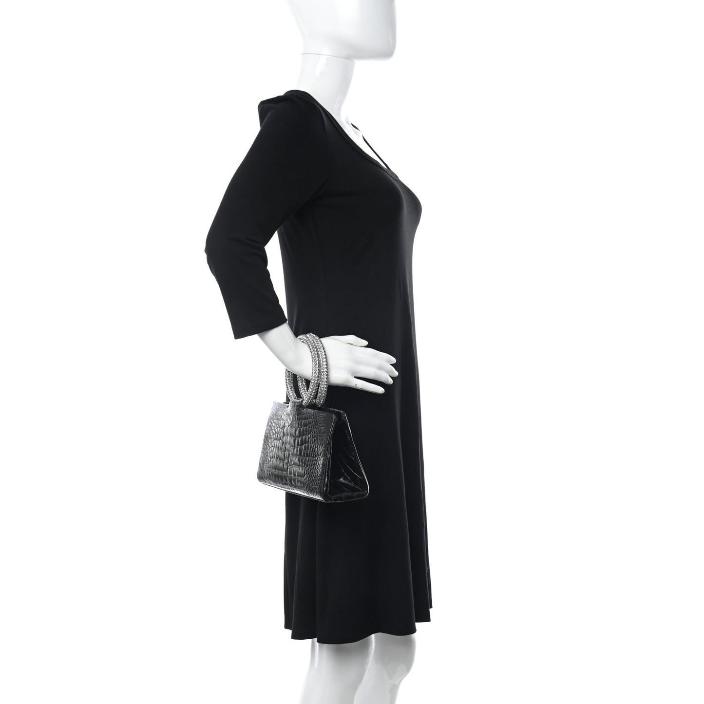 Alligator Crystal Evening Bag Black