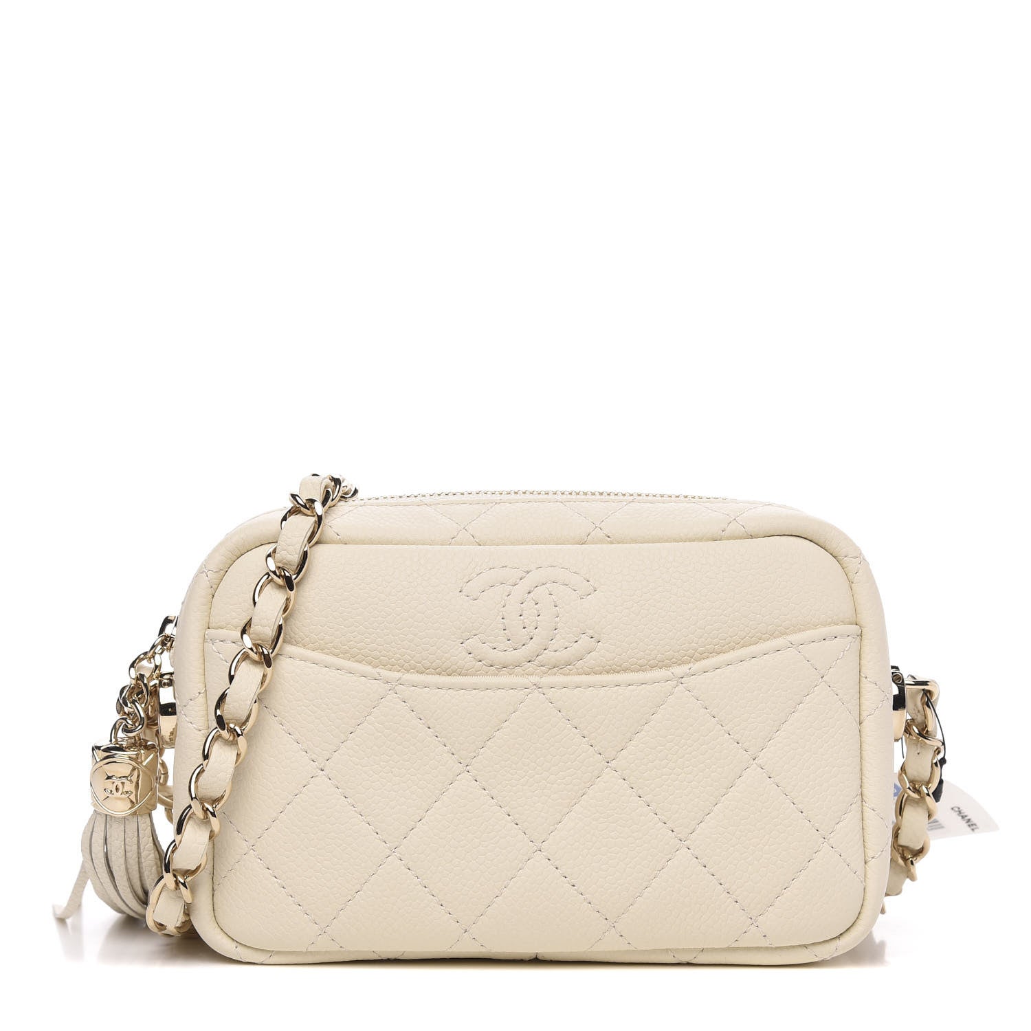 Chanel Caviar Quilted Mini Coco Tassel Camera Case White 1 of 11