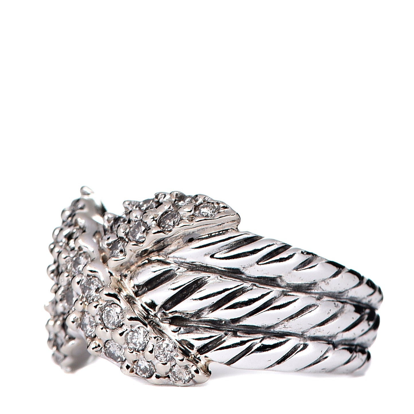 Sterling Silver Diamond 12mm X Crossover Ring 52 6