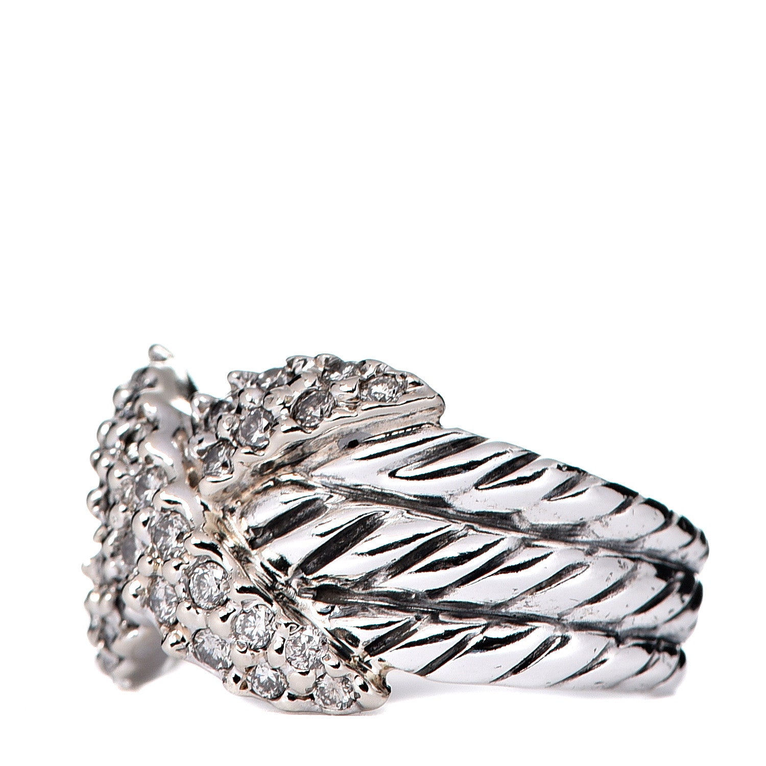 David Yurman Sterling Silver Diamond 12mm X Crossover Ring 52 6 2 of 8