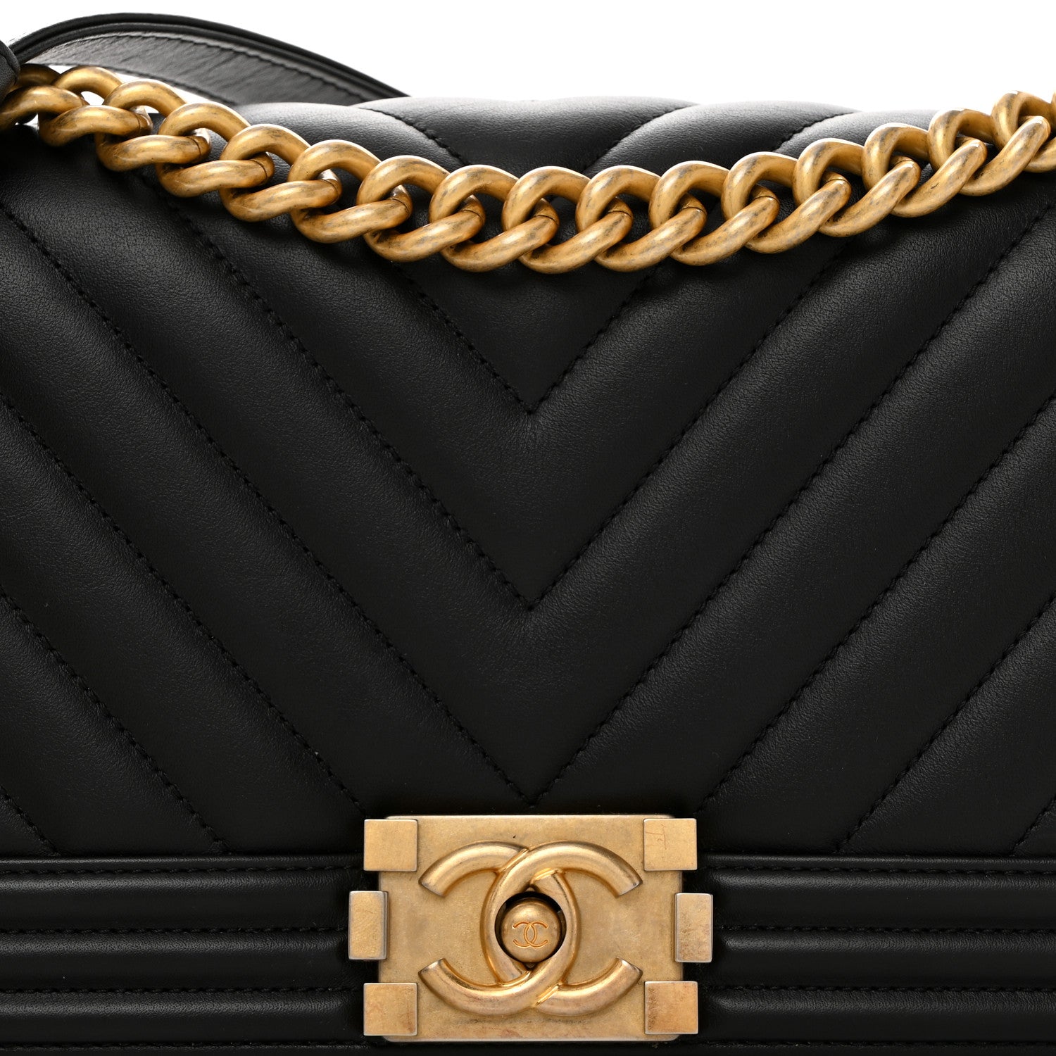 Chanel Calfskin Chevron Quilted Medium Boy Flap Black 8 of 10
