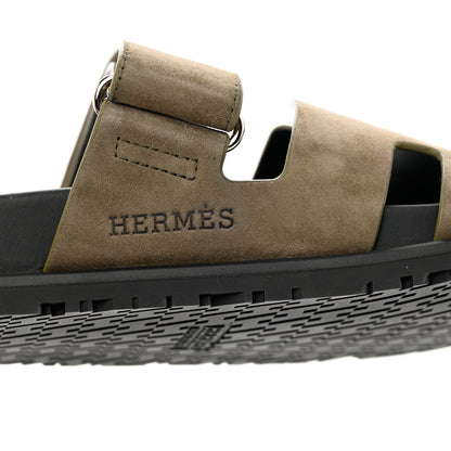 Hermes Suede Goatskin Mens Chypre Sandals 39 Vert Toundra 8 of 9