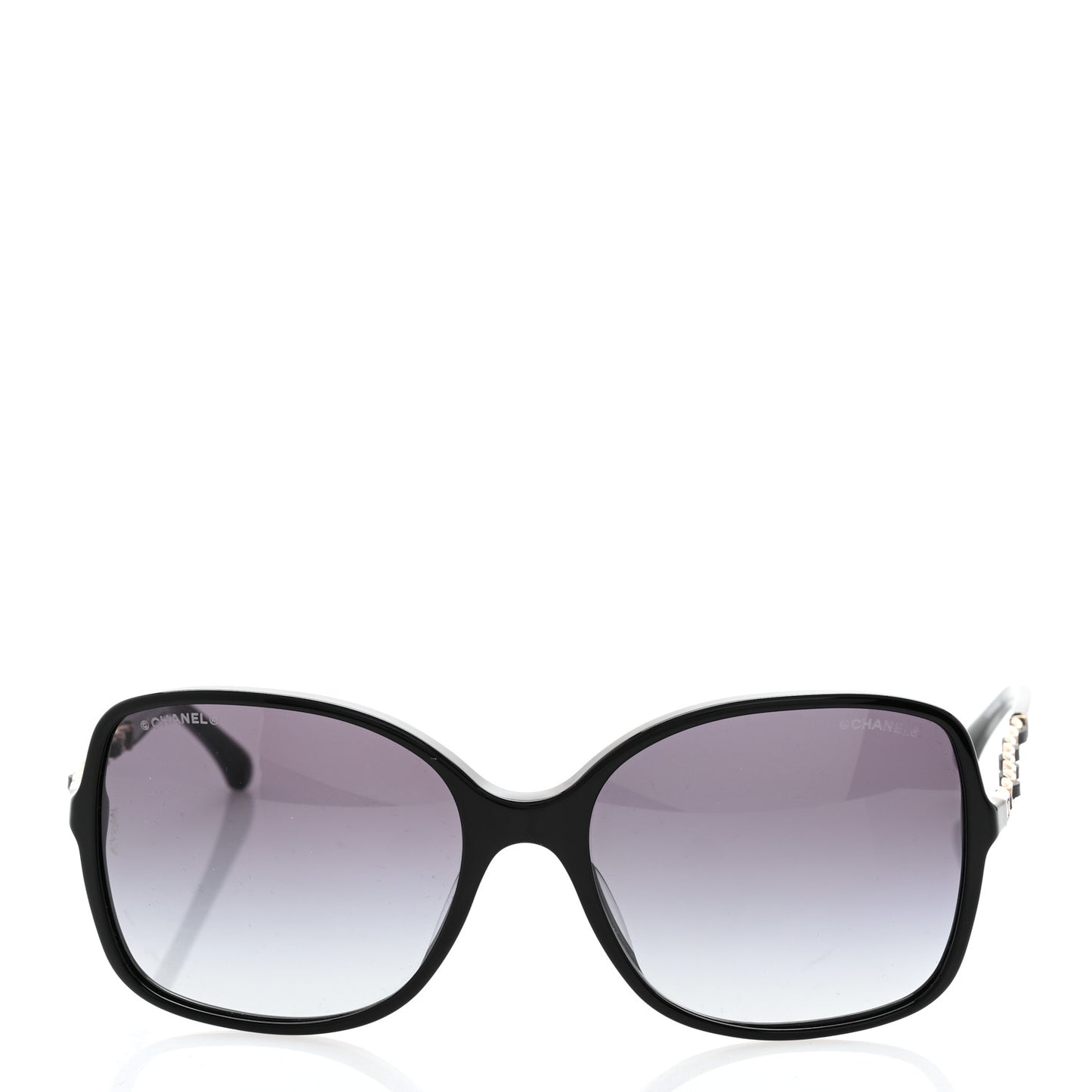 Acetate Lambskin Chain Square Sunglasses 5210-Q-A Black