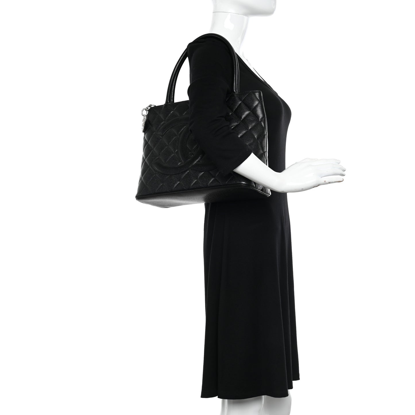 Caviar Quilted Medallion Tote Black